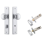 Cambridge Knob Chamfered Backplate Privacy Kit w Privacy Turn Brushed Chrome