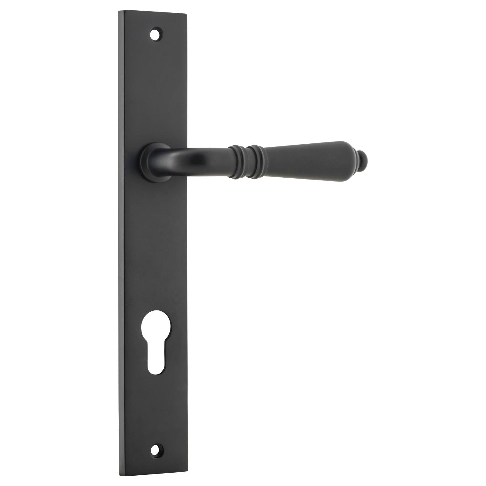 Sarlat Rectangular 85mm Euro Lever Set, Matte Blk