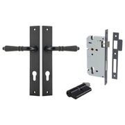 Sarlat Lever Rectangular Backplate Entrance Kit w High Security Lock Matt Black