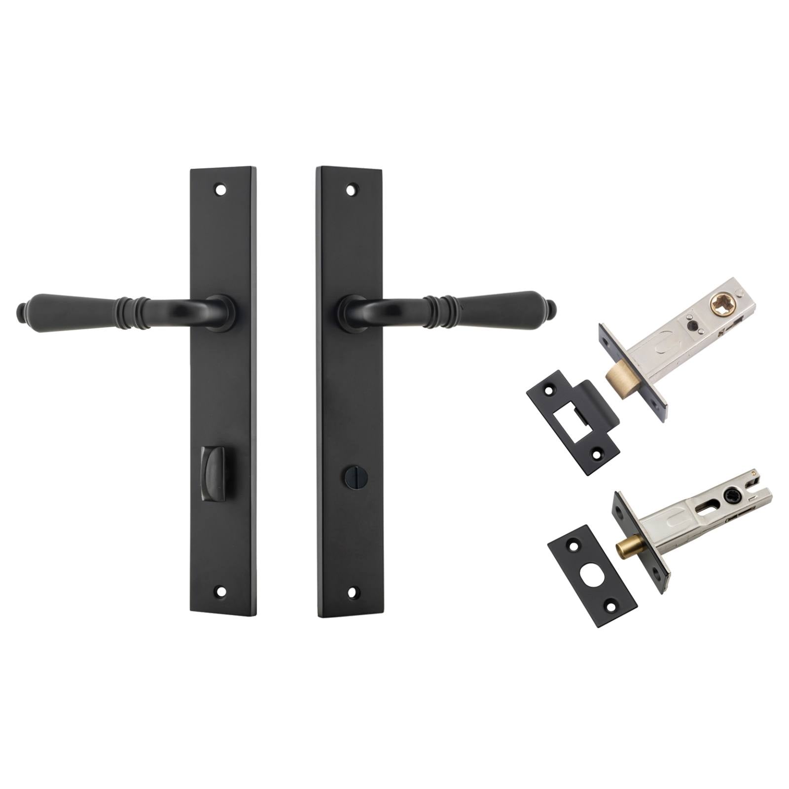 Sarlat Lever Rectangular Backplate Privacy Kit with Privacy Turn Matt Black