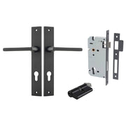 Baltimore Lever Rectangular Backplate Entrance Kit w High Security Lock Matt Black