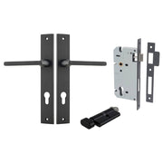 Baltimore Lever Rectangular Backplate Entrance Kit w High Security Lock Matt Black