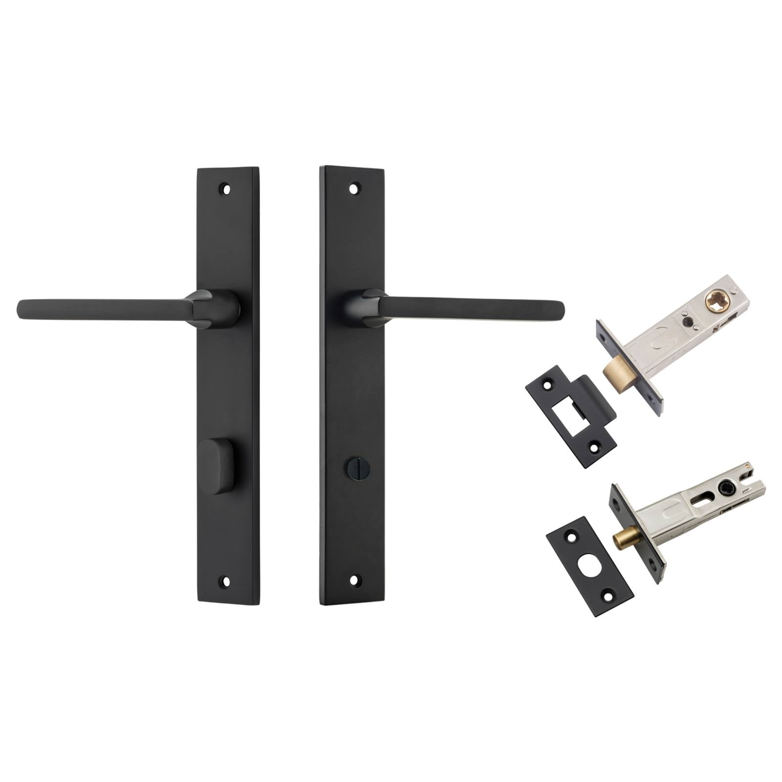 Baltimore Lever Matt Black Rectangular Backplate Privacy Kit With Privacy Turn