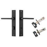 Baltimore Lever Matt Black Rectangular Backplate Privacy Kit With Privacy Turn