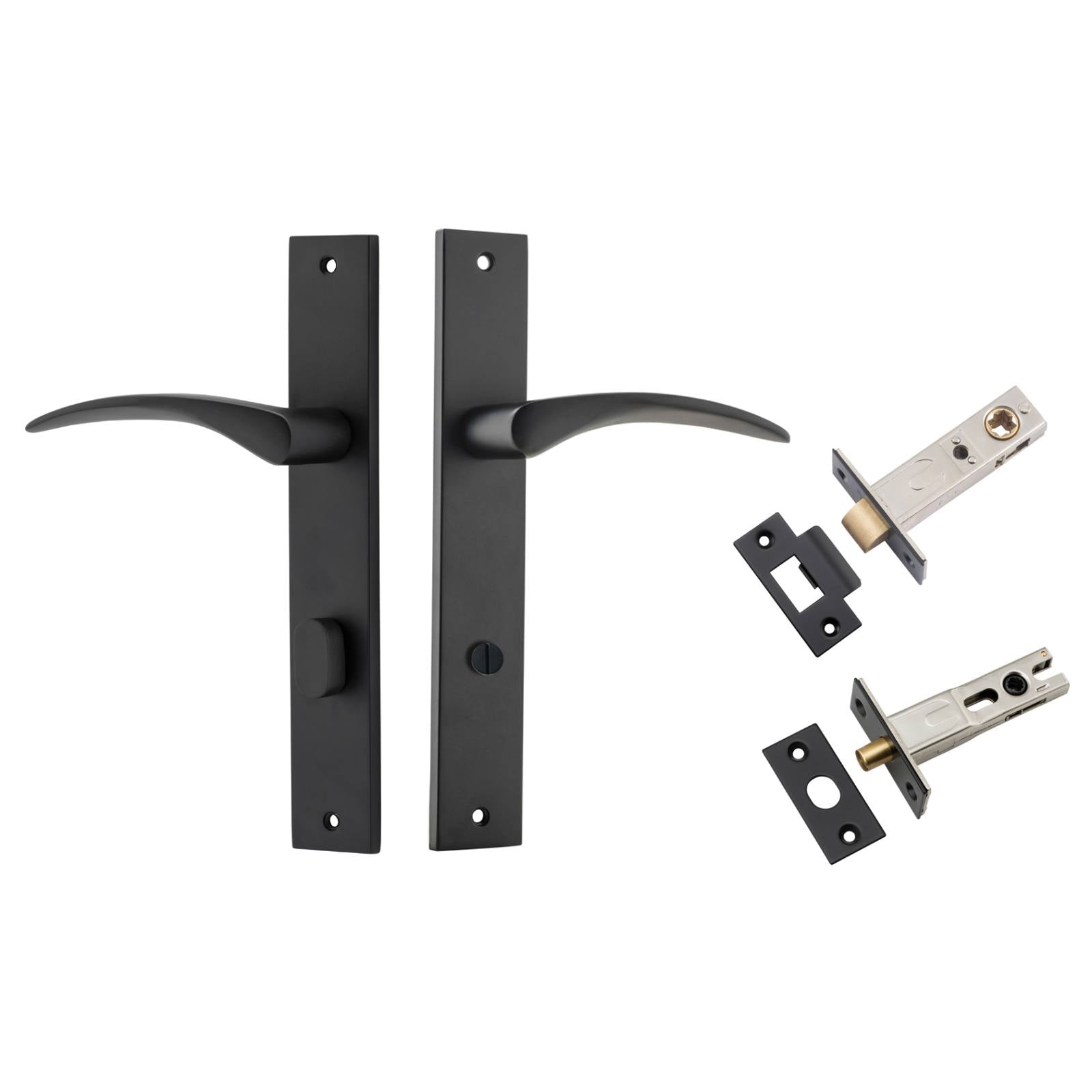 Oxford Lever Rectangular Backplate Privacy Kit w Privacy Turn Matt Black