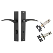 Oxford Lever Rectangular Backplate Privacy Kit w Privacy Turn Matt Black