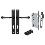 Verona Lever Rectangular Backplate Entrance Kit w High Security Lock Matt Black