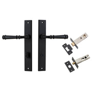 Verona Lever Rectangular Backplate Privacy Kit w Privacy Turn Matt Black