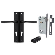 Annecy Lever Rectangular Backplate Entrance Kit w High Security Lock Matt Black