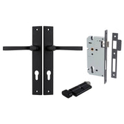 Annecy Lever Rectangular Backplate Entrance Kit w High Security Lock Matt Black