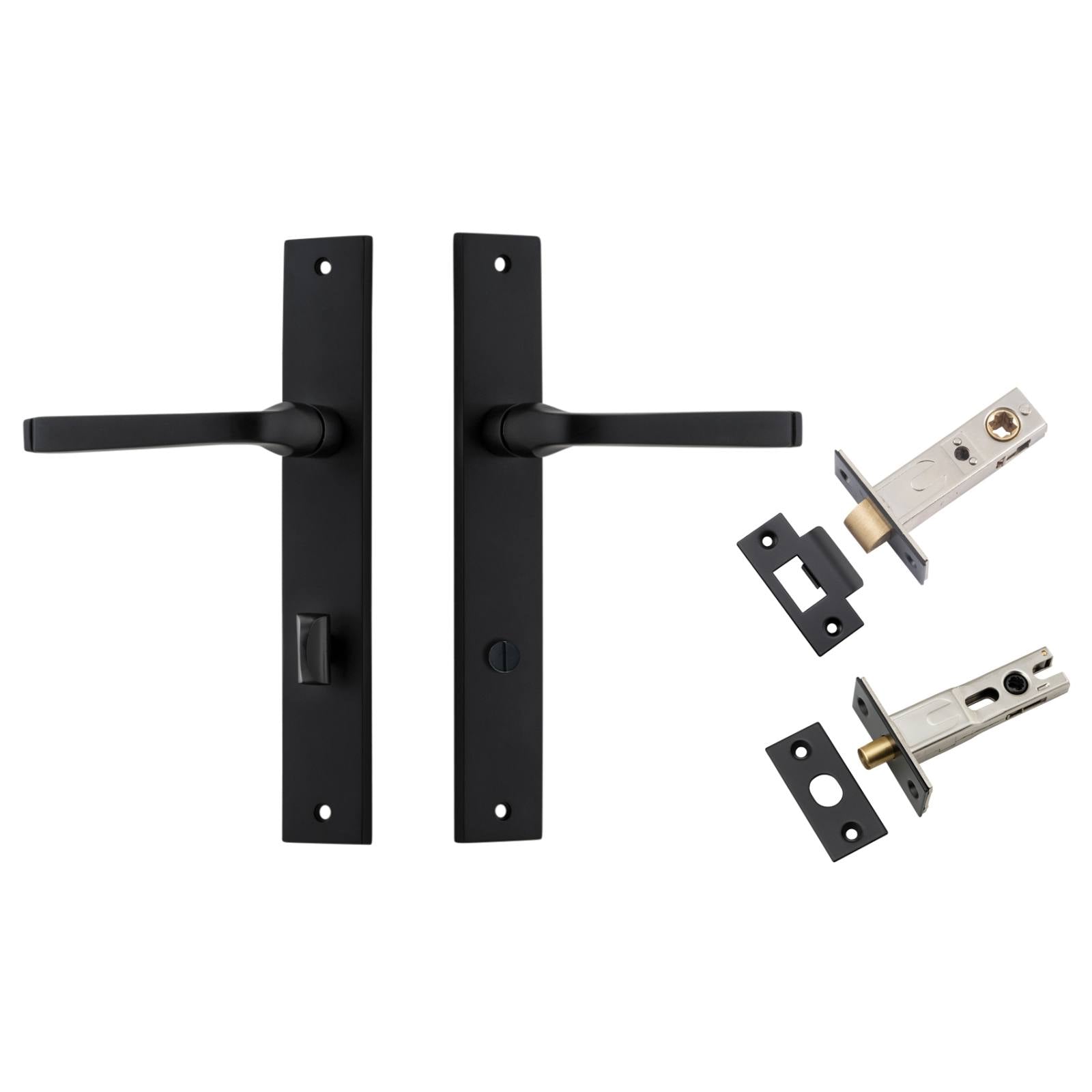 Annecy Lever Rectangular Backplate Privacy Kit w Privacy Turn Matt Black