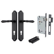 Sarlat Lever Shouldered Backplate Entrance Kit w High Security Lock Matt Black