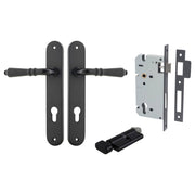 Sarlat Lever Oval Backplate Entrance Kit w High Security Lock Matt Black