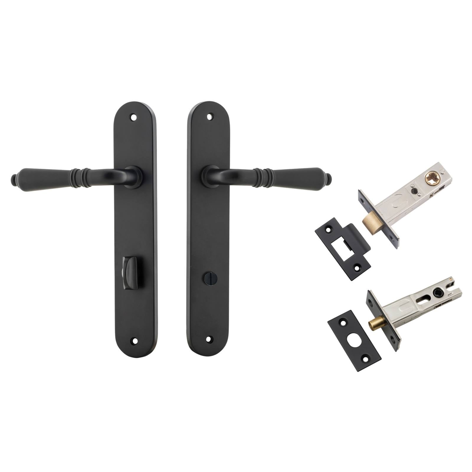 Sarlat Lever Oval Backplate Privacy Kit w Privacy Turn Matt Black