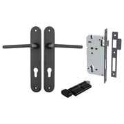 Baltimore Lever Oval Backplate Entrance Kit w High Security Lock Matt Black