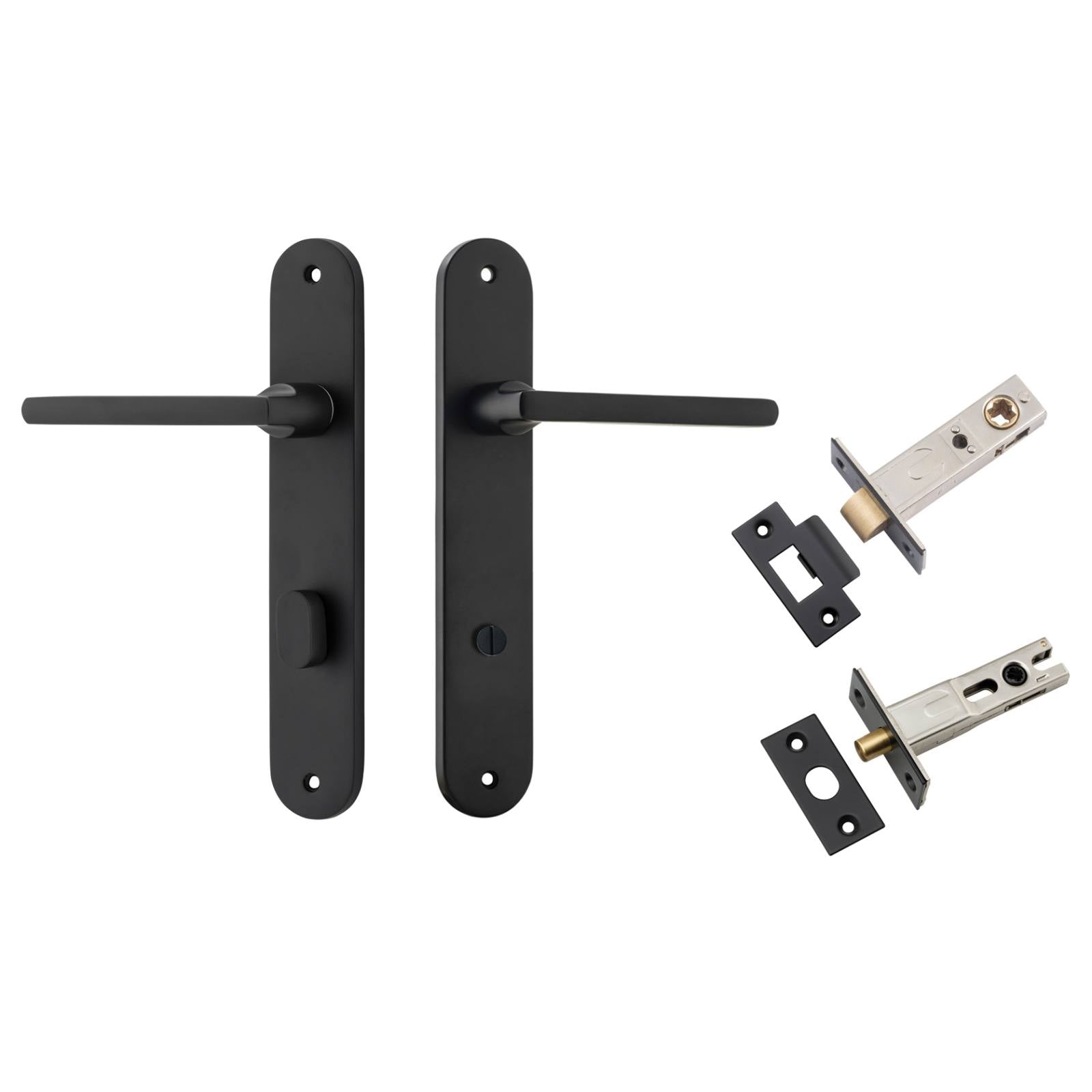 Baltimore Lever Oval Backplate Privacy Kit w Privacy Turn Matt Black