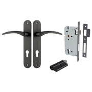 Oxford Lever Oval Backplate Entrance Kit w High Security Lock Matt Black