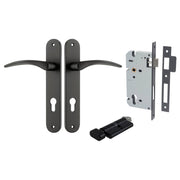Oxford Lever Oval Backplate Entrance Kit w High Security Lock Matt Black