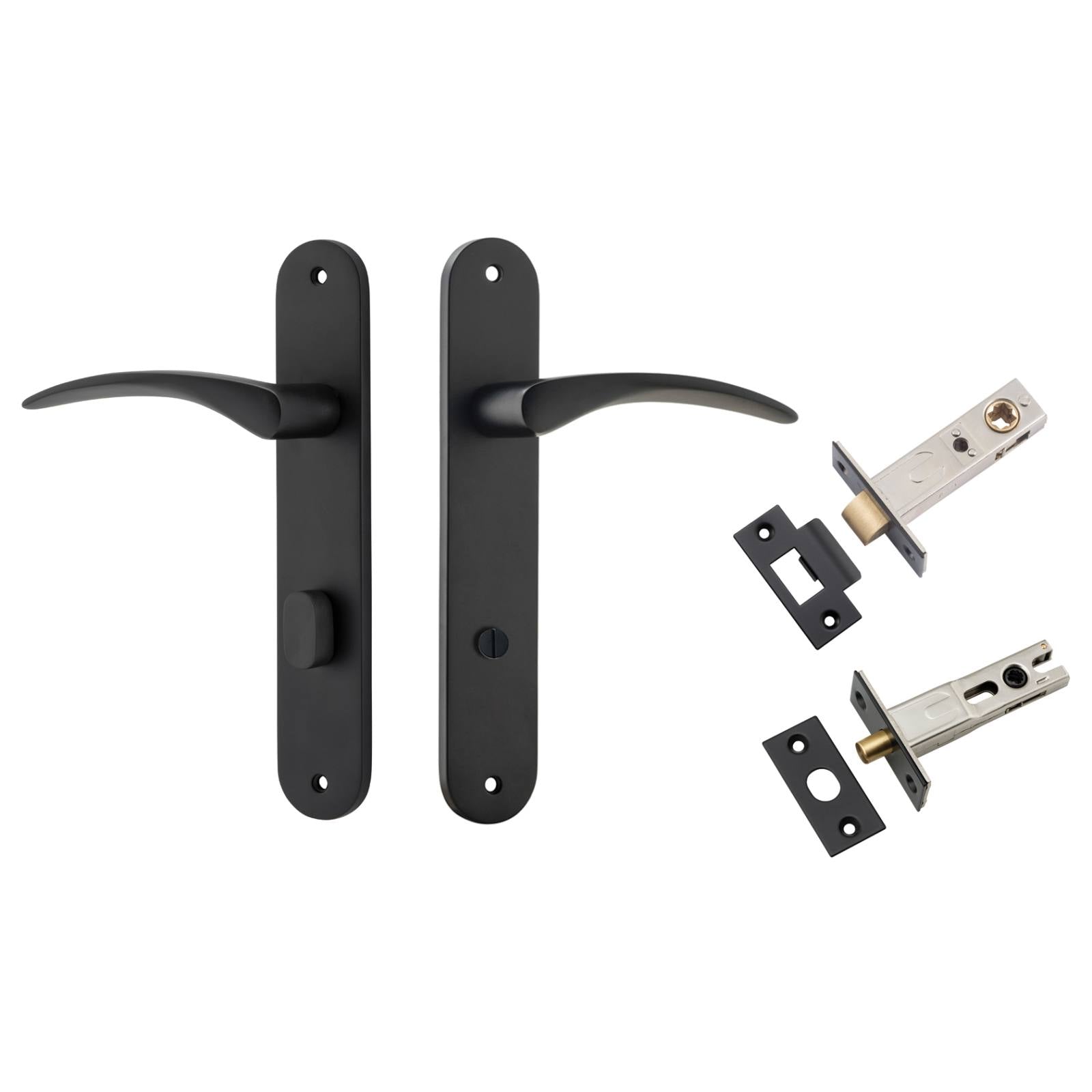 Oxford Lever Oval Backplate Privacy Kit w Privacy Turn Matt Black