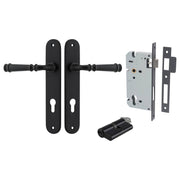 Verona Lever Oval Backplate Entrance Kit w High Security Lock Matt Black