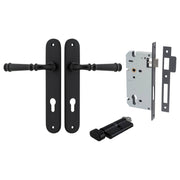 Verona Lever Oval Backplate Entrance Kit w High Security Lock Matt Black