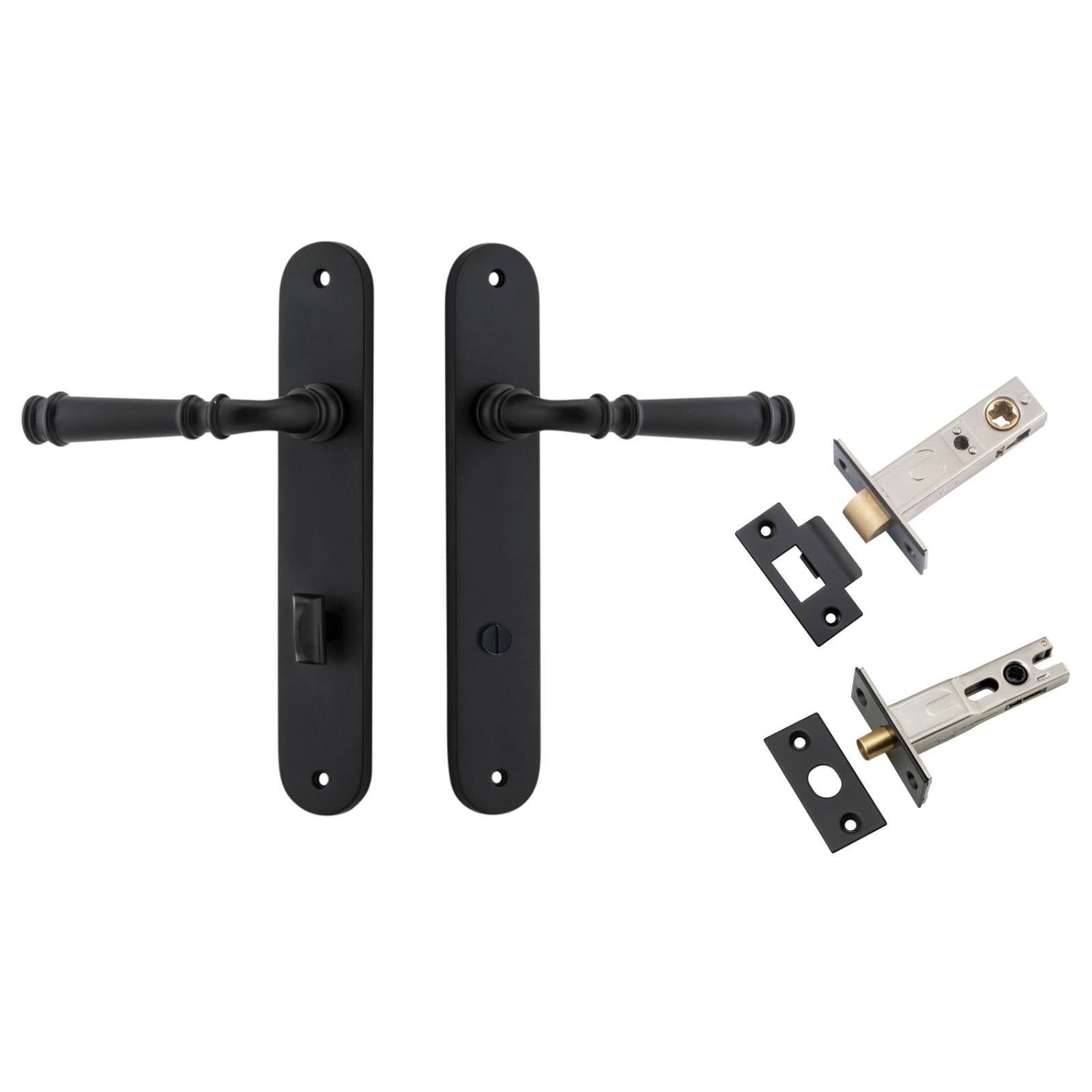 Verona Lever Oval Backplate Privacy Kit w Privacy Turn Matt Black