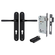 Annecy Lever Oval Backplate Entrance Kit w High Security Lock Matt Black