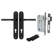 Annecy Lever Oval Backplate Entrance Kit w High Security Lock Matt Black