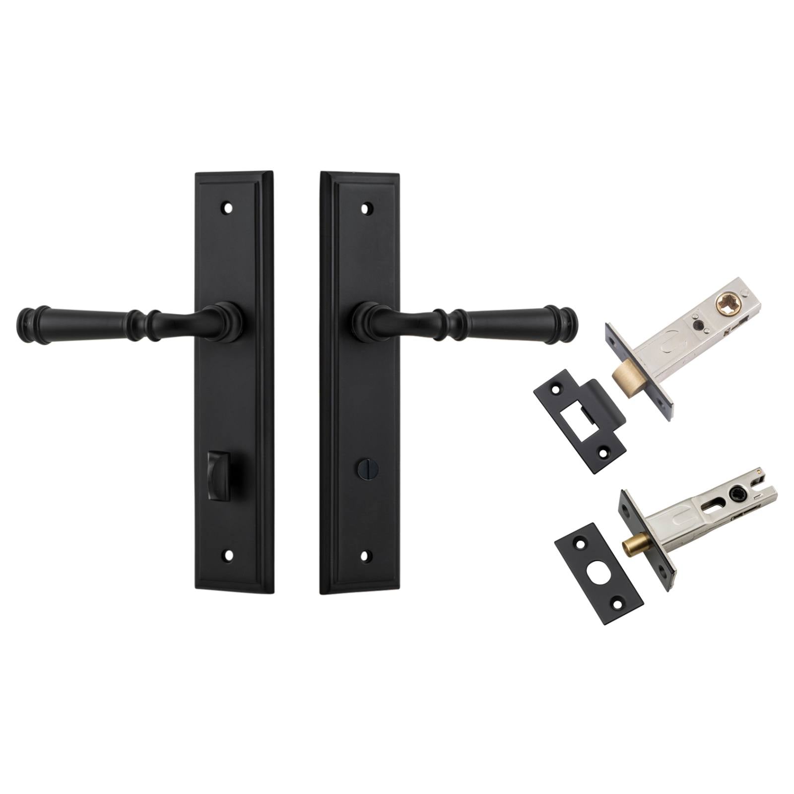 Verona Lever Stepped Backplate Privacy Kit w Privacy Turn Matt Black