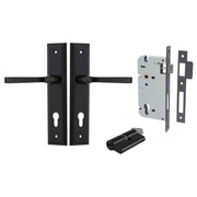 Annecy Lever Stepped Backplate Entrance Kit w High Security Lock Matt Black