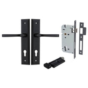 Annecy Lever Stepped Backplate Entrance Kit w High Security Lock Matt Black