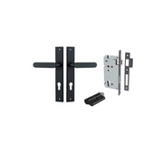 Bronte Lever Rectangular Backplate Entrance Kit w High Security Lock Matt Black