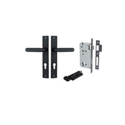 Bronte Lever Rectangular Backplate Entrance Kit w High Security Lock Matt Black
