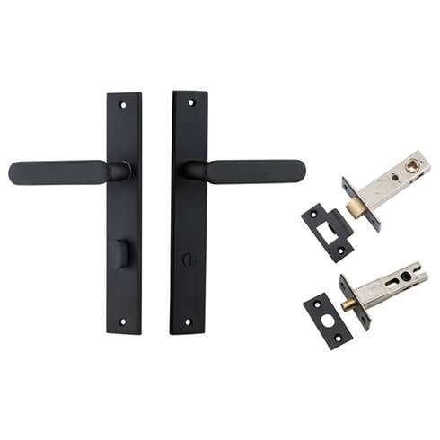 Bronte Lever Rectangular Backplate Privacy Kit w Privacy Turn Matt Black