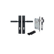 Berlin Lever Rectangular Backplate Entrance Kit w High Security Lock Matt Black