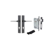 Como Lever Rectangular Backplate Entrance Kit w High Security Lock Matt Black