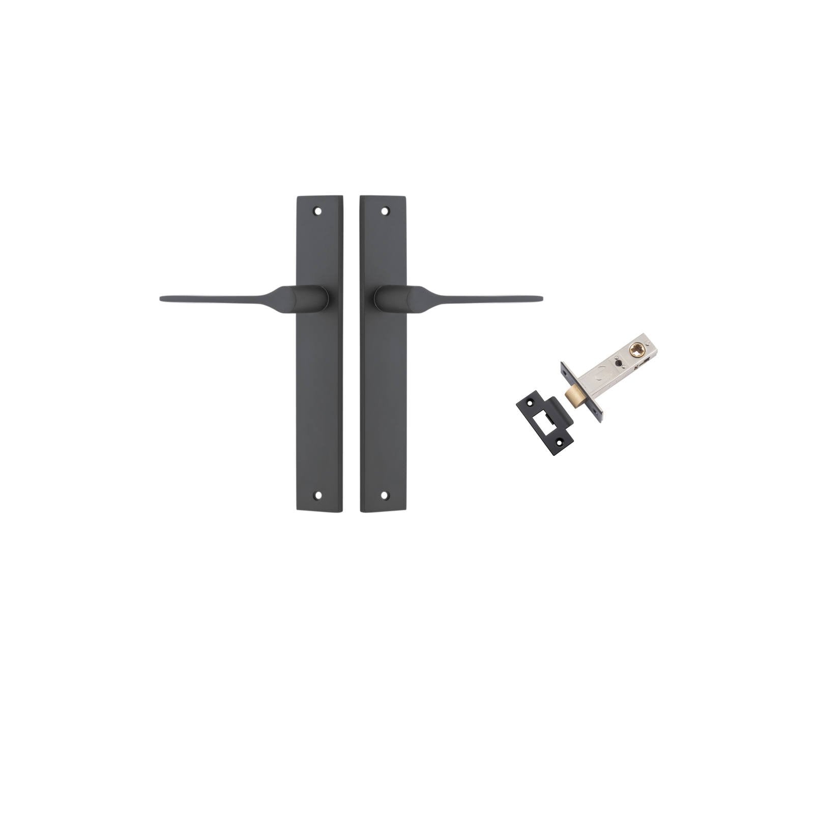 Como Lever Rectangular Backplate Passage Kit Matt Black