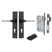 Como Lever Chamfered Backplate Entrance Kit w High Security Lock Matt Black