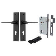 Como Lever Chamfered Backplate Entrance Kit w High Security Lock Matt Black