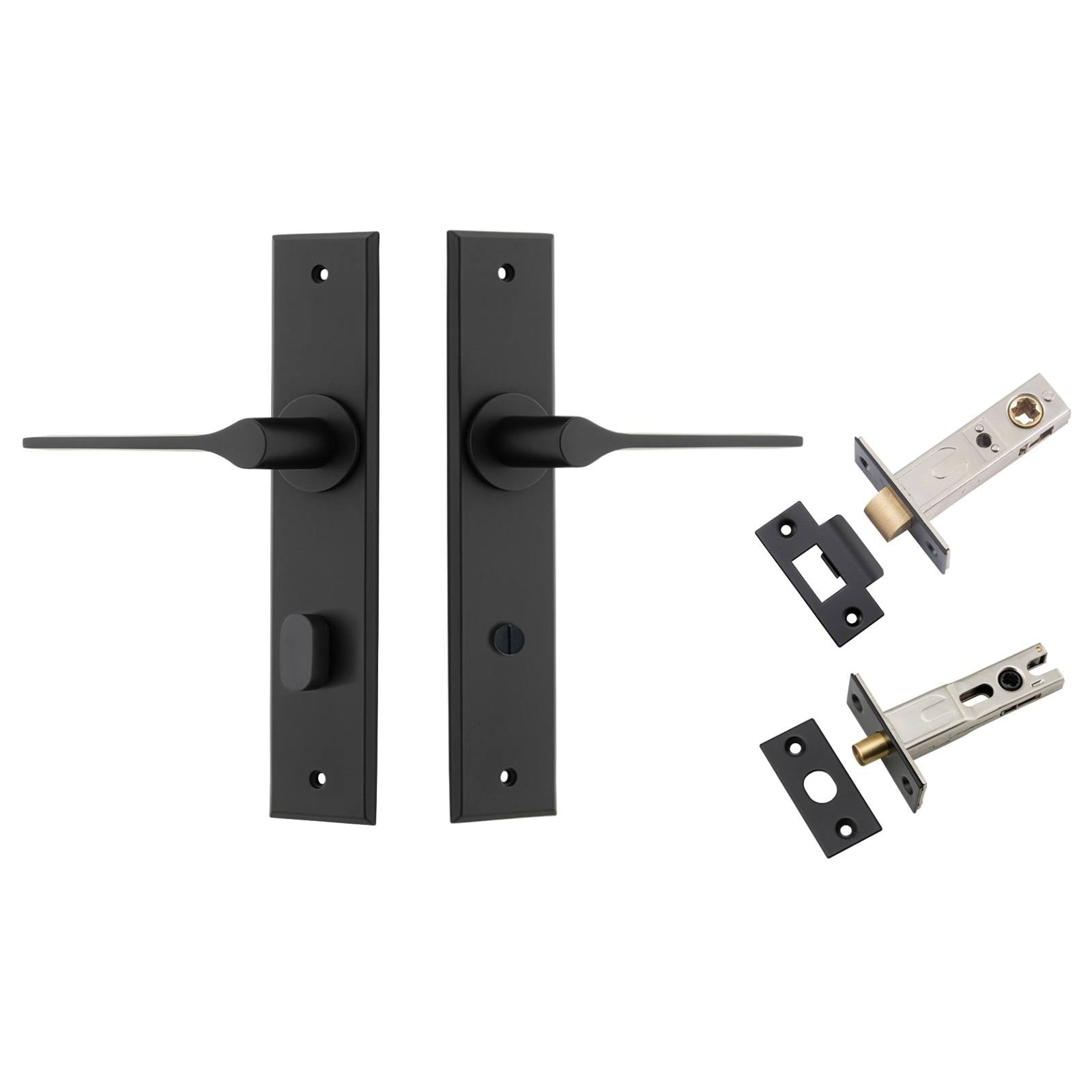 Como Lever Chamfered Backplate Privacy Kit Matt Black