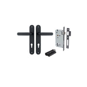 Bronte Lever Oval Backplate Entrance Kit w High Security Lock Matt Black