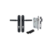 Brunswick Lever Oval Backplate Entrance Kit with High Security Lock Matt Black