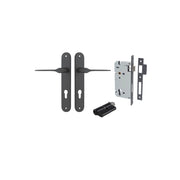 Como Lever Oval Backplate Entrance Kit w High Security Lock Matt Black