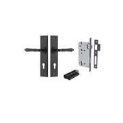 Sarlat Lever Chamfered Backplate Entrance Kit w High Security Lock Matt Black