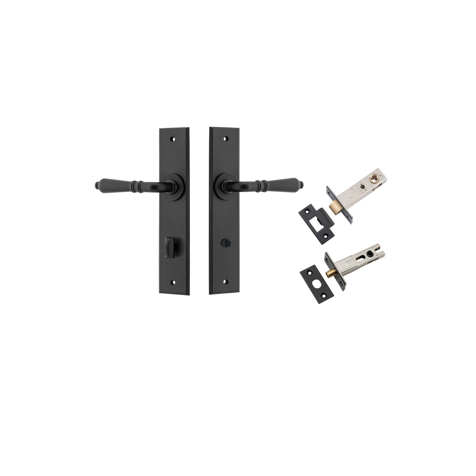 Sarlat Lever Chamfered Backplate Privacy Kit w Privacy Turn Matt Black