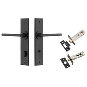 Baltimore Lever Chamfered Backplate Privacy Kit w Privacy Turn Matt Black