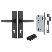 Bronte Lever Chamfered Backplate Entrance Kit w High Security Lock Matt Black