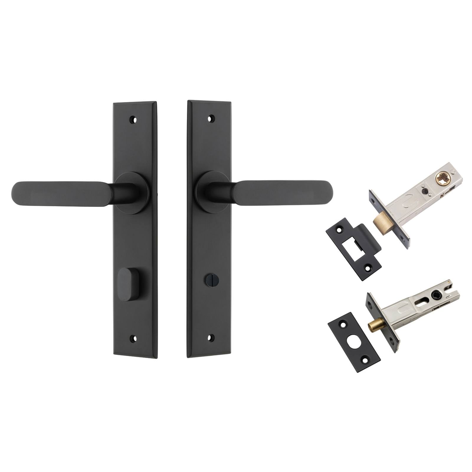 Bronte Lever Chamfered Backplate Privacy Kit w Privacy Turn Matt Black