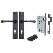Verona Lever Chamfered Backplate Entrance Kit w High Security Lock Matt Black