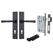Verona Lever Chamfered Backplate Entrance Kit w High Security Lock Matt Black